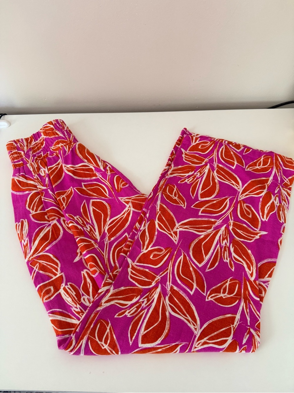 Pink & Orange Printed Pull-On Pants